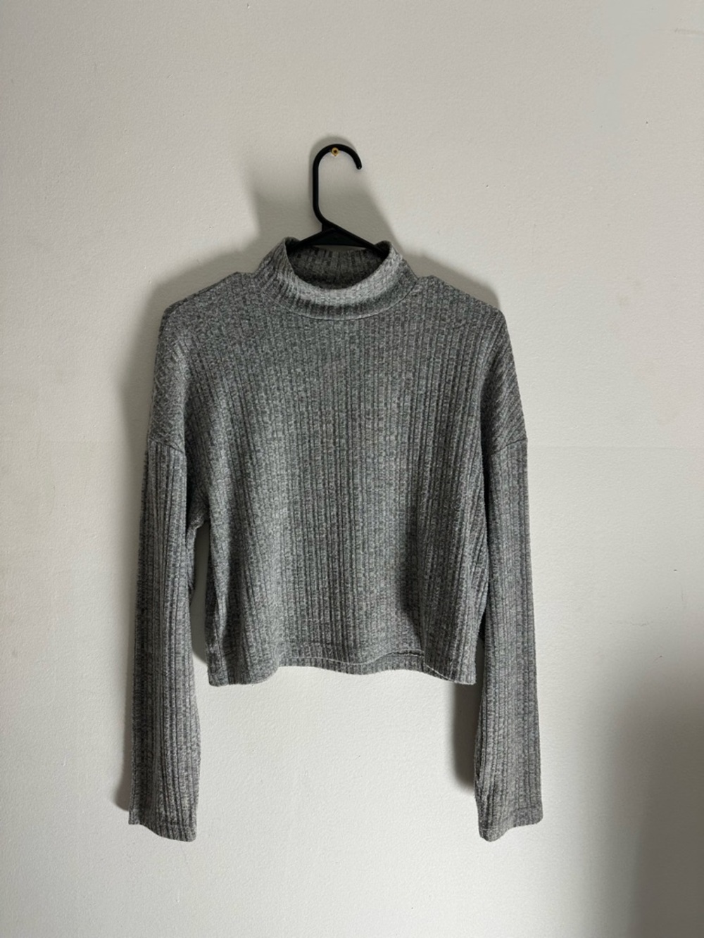 Topshop Gray Ribbed Mock Neck Sweater